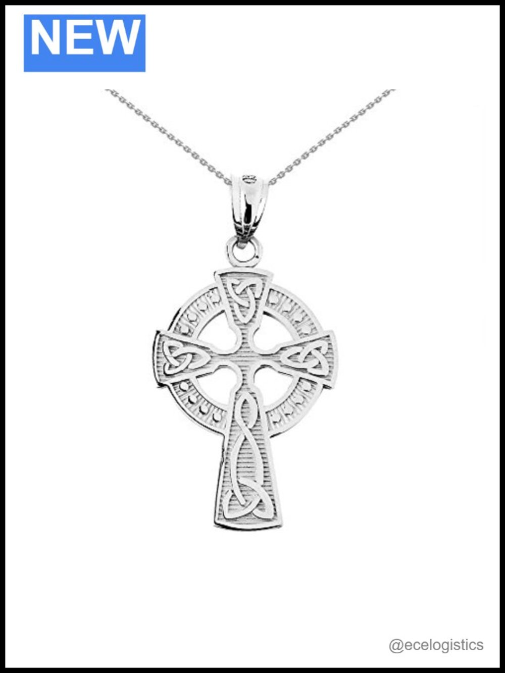 925 Sterling Silver Celtic Cross Trinity Knot Pendant Necklace